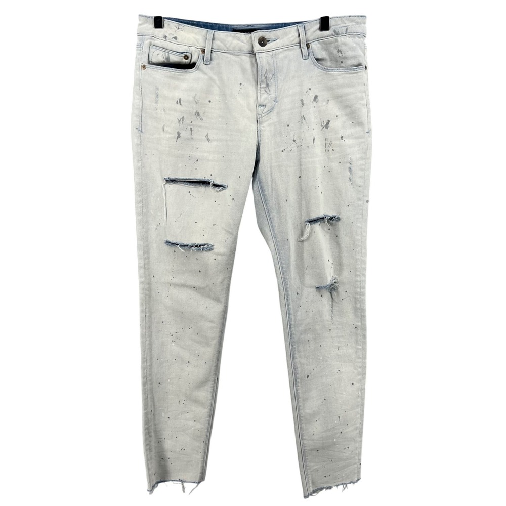 Cult of Individuality Zen Midrise Skinny Jeans Light Wash Paint Splatter - Picture 1 of 16